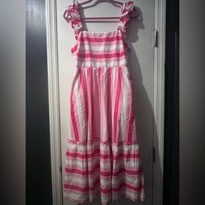 J. Crew Pink and White Striped Casual Dress